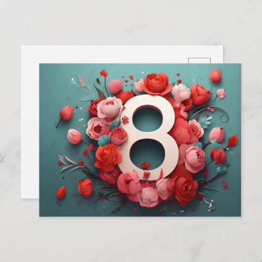 8 MÄRZ FEIERTAGSPOSTKARTE (Vorne/Hinten)