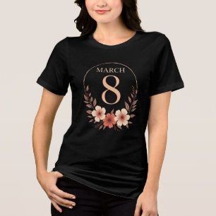 8. März Floral Vintage Empowerment Design Tri-Blend Shirt