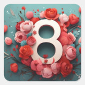 8 MÄRZ QUADRATISCHER AUFKLEBER (Vorderseite)