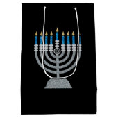 8. Nacht des Hanukkah-Glitzer Mittlere Geschenktüte (Rückseite)