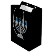 8. Nacht des Hanukkah-Glitzer Mittlere Geschenktüte (Rückseite Schrägansicht)