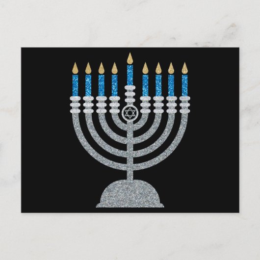 8. Nacht des Hanukkah-Glitzer Postkarte (Vorderseite)