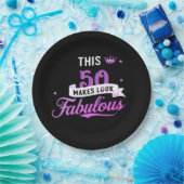 8-Pack 50th Birthday Round Paper Plates for Her  Pappteller (Party)