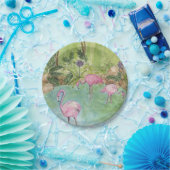 8 Paper Tellers - Watercolor Flamingos Pappteller (Party)