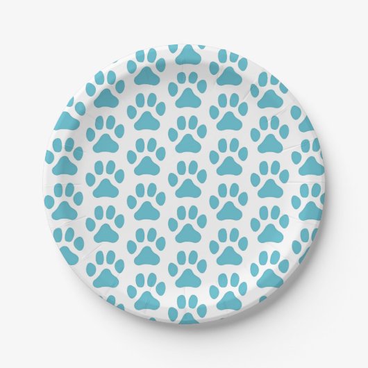8 Papier-Teller Blauer Paw-Ausdruck Pappteller (Vorderseite)