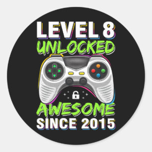 8 Phantastisch seit 2015 8. Geburtstag Gaming Runder Aufkleber
