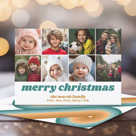 8 Photo Border - Merry Christmas Retro Line Art Feiertagskarte