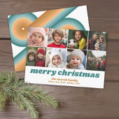 8 Photo Border - Merry Christmas Retro Line Art Feiertagskarte