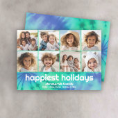 8 Photo Border - Merry Christmas - Tie-Dye Teal Feiertagskarte