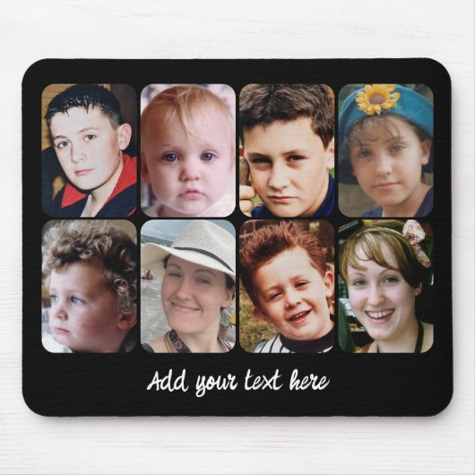 8 photo collage black white mousepad (Vorne)