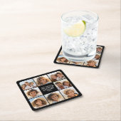 8 Photo Collage - Custom Text - Black Background Rechteckiger Pappuntersetzer (Vor Ort)