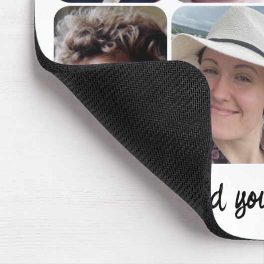8 photo collage white black mousepad (Ecke)