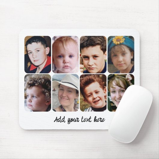 8 photo collage white black mousepad (Mit Mouse)