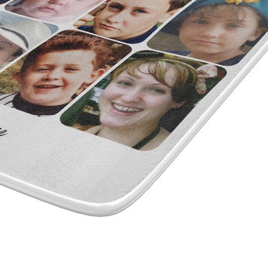 8 photo custom text white schneidebrett (Ecke)