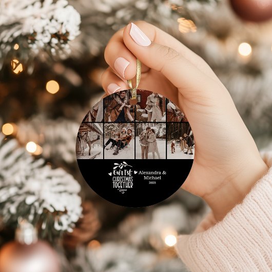 8 Photo Minimalist First Christmas Together Keramik Ornament