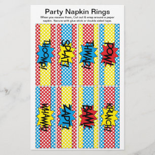 8 pro Blatt Cartoon Super Hero Paper Napkin Rings