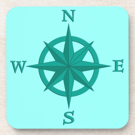 8-Punkte-Compass-Rose, Türkis und Aqua Untersetzer (Vorderseite)