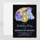 8. Rainbow Unicorn Geburtstag Einladungen (Vorne/Hinten)