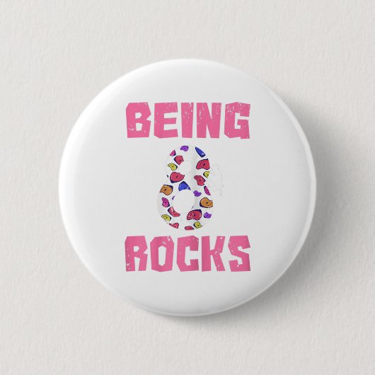8 Rocks Birthday Girl Klettern Button (Vorderseite)
