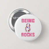 8 Rocks Birthday Girl Klettern Button (Vorne & Hinten)