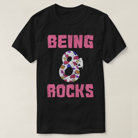 8 Rocks Birthday Girl Klettern T-Shirt (Design vorne)