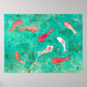 8 Rote und Gold Koi Fischfarbe Poster (Vorne)
