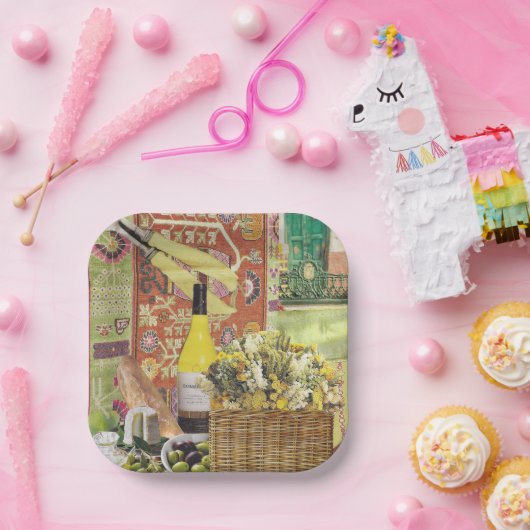 8 Salat oder Appetizer Papier Teller mit Wein (Party)