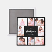 8 Sections Family Photo in Black Frame Magnet (Vorderseite/Rückseite)