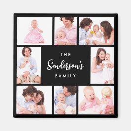 8 Sections Family Photo in Black Frame Magnet