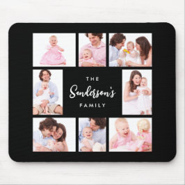 8 Sections Family Photo in Black Frame Mousepad