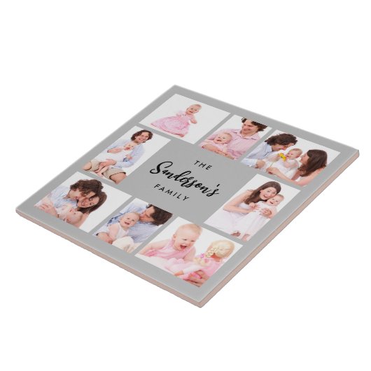 8 Sections Family Photo in Gray Frame Fliese (Seite)