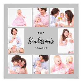 8 Sections Family Photo in Gray Frame Fotodruck
