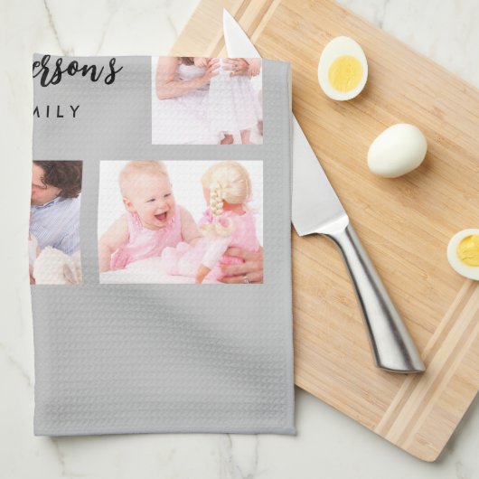 8 Sections Family Photo in Gray Frame Geschirrtuch (Viertel Falte)