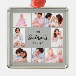 8 Sections Family Photo in Gray Frame Ornament Aus Metall