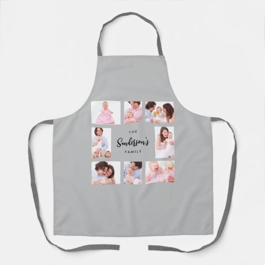 8 Sections Family Photo in Gray Frame Schürze (Vorderseite)