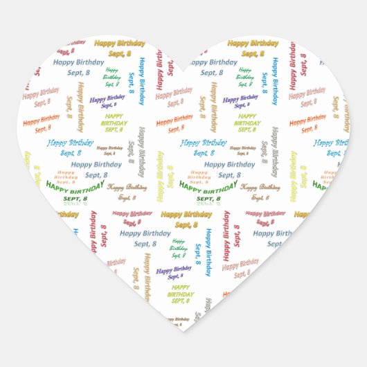 8. September Herz-Aufkleber (Vorderseite)