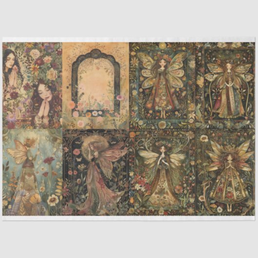 8 Sm Fairy Design Decoupage Journal Tissue Paper Seidenpapier (Vorderseite)