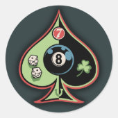 8 Spades Runder Aufkleber (Vorderseite)