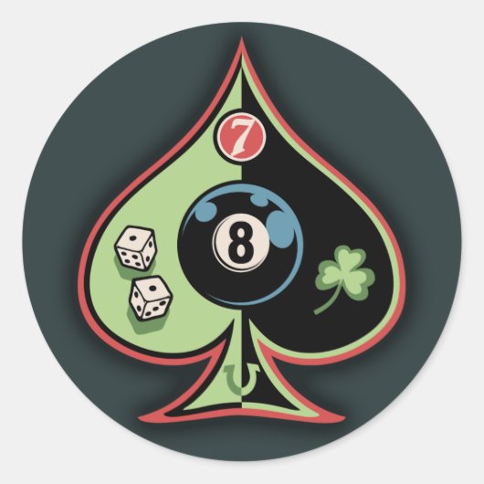 8 Spades Runder Aufkleber (Vorderseite)