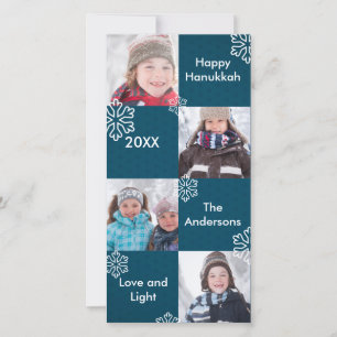 8 Squares Blue Snow - Hanukkah Foto Card Feiertagskarte