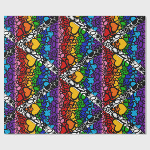 8-Sripe Rainbow Que Ally Pride Squiggle Geschenkpapier
