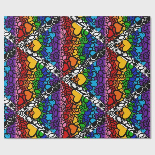 8-Sripe Rainbow Que Ally Pride Squiggle Geschenkpapier (Flach)