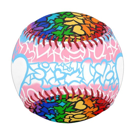 8-Sripe-Regenbogen und Trans-Pride-Squiggle Baseball (Rückseite)