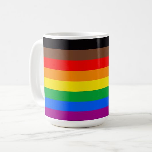 8-Streifen-LGBT-Flag Kaffeetasse (Vorderseite Links)