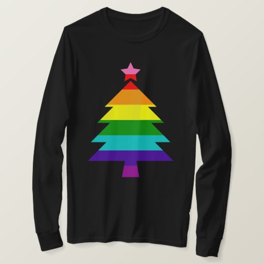 8 Streifen LGBT Flag Regenbogen Weihnachtsbaum T-Shirt (Design vorne)