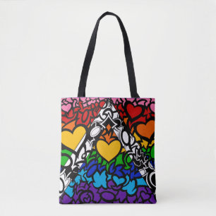 8-Streifen-Regenbogen-Queer-Ally-Stolz-Squiggle Tasche