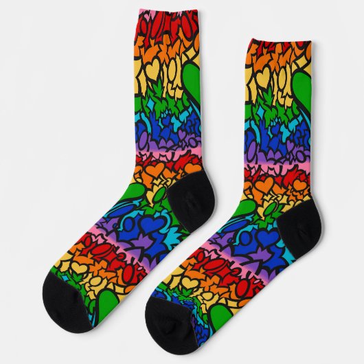 8-streifiger Regenbogen-Stolz Squiggle Socken (Linkes Detail)