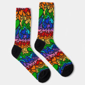 8-streifiger Regenbogen-Stolz Squiggle Socken (Rechts)