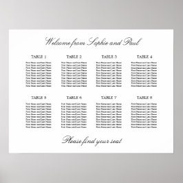 8 Tabelle Elegantes Minimalistisches Sitzdiagramm Poster