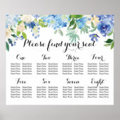 8 Tabelle Seekarte - Blue Florals und Hydrangea Poster (Vorne)